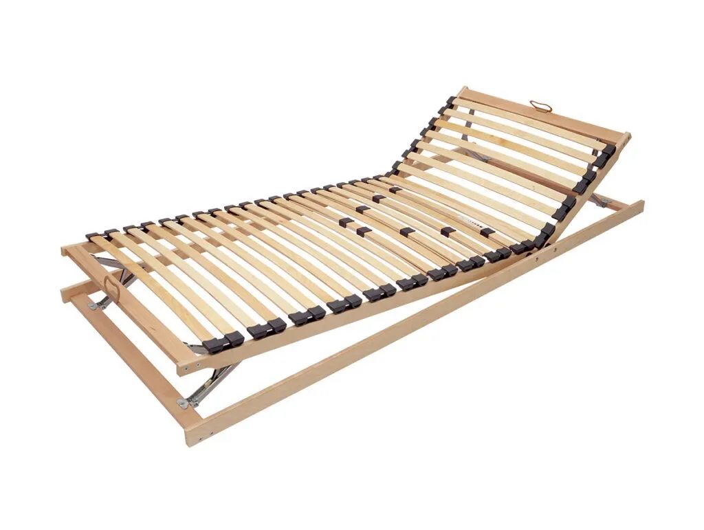 Das Lattenrost "Relax KF" ist ein verstellbarer Holzlattenrost mit erhöhtem Kopfteil und flachem Fußteil, der Ihre Matratze stützt.