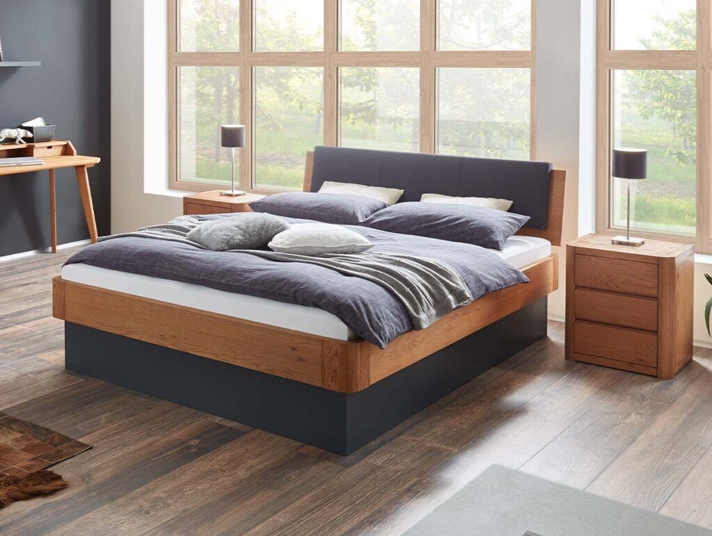 Hasena Bett Oak-Line Modul Eiche Massiv Natur mit Kopfteil Practico-Box