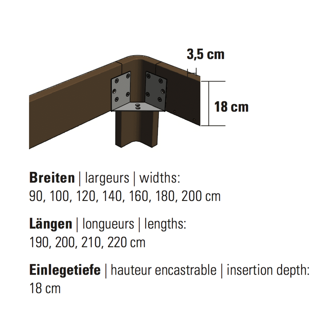 Hasena Bett Oak-Line Modul Rahmen Masse