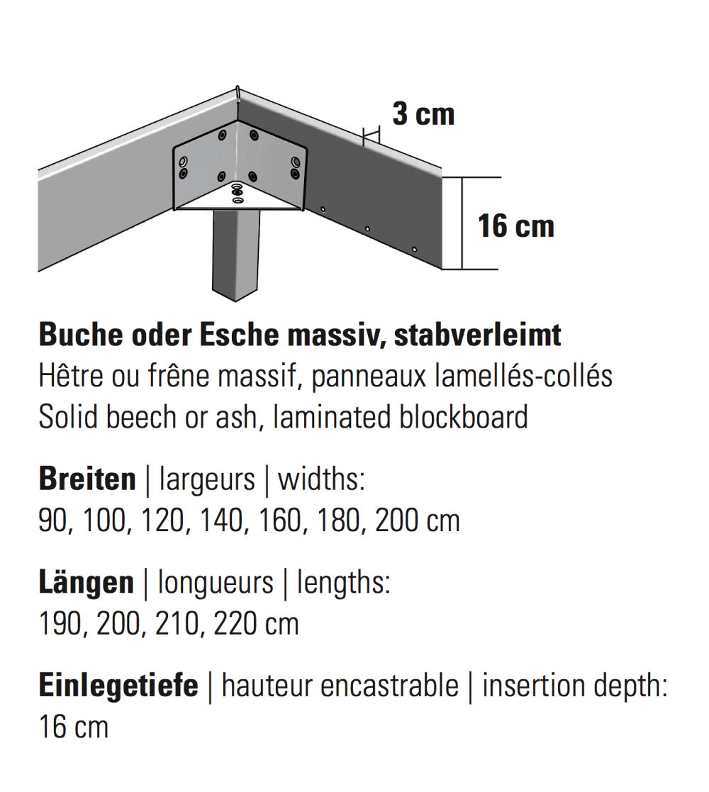 Hasena Bett Wood-Line Classic 16 Masse Rahmen