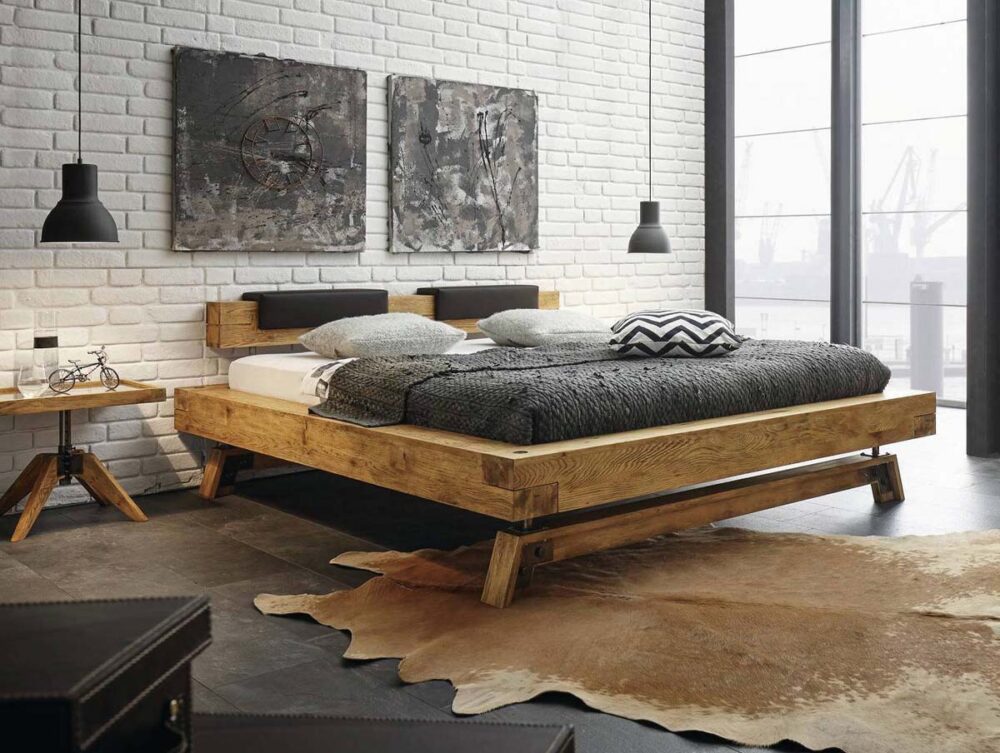 Hasena Bett Oak Vintage Wildeiche Massivholz Bloc 16 Stabil