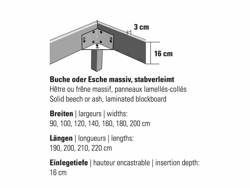 Hasena Bett Wood-Line Classic 16 Masse Rahmen