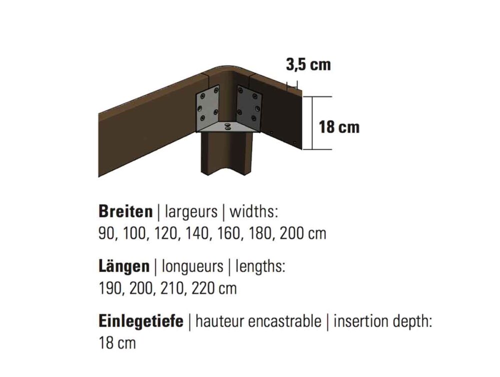 Hasena Bett Oak-Line Modul Rahmen Masse