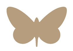 Eine schlichte, hellbraune Schmetterlingssilhouette mit ausgebreiteten Flügeln auf hellem Grund - das erinnert an die ruhige Eleganz der Robusta Latexmatratze "Niesen".