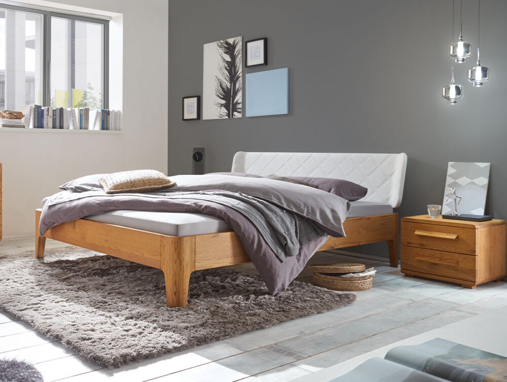 Hasena Bett Oak-Line Modul Eiche Massiv Natur Xylo mit Kopfteil