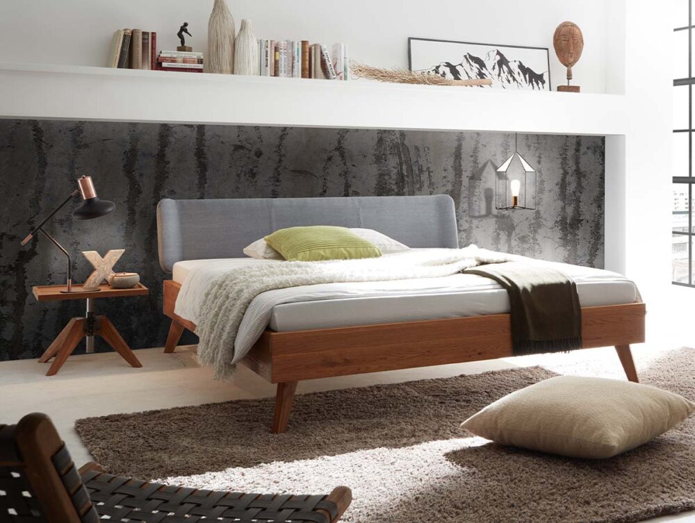 Hasena Bett Cadro 18 Wildeiche natur mit Polsterkopfteil