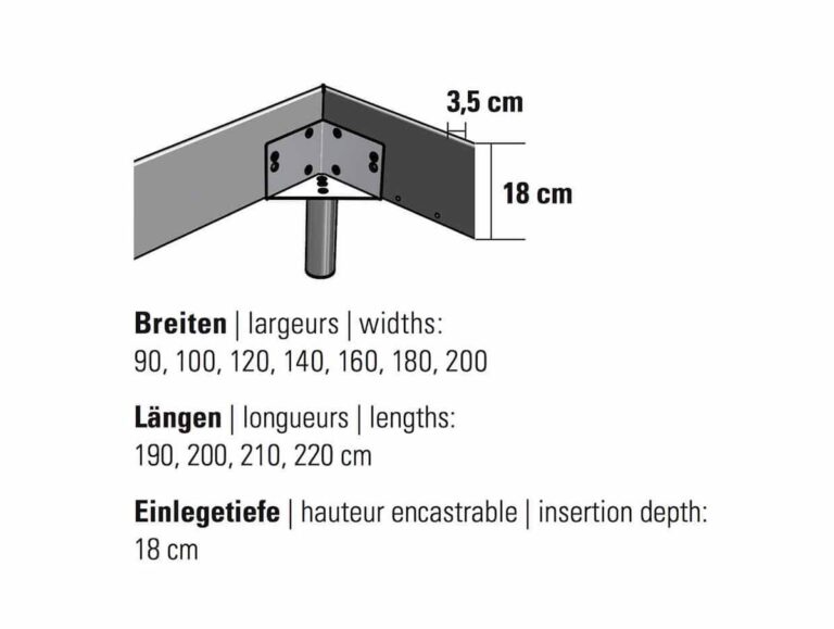 Hasena Bett Top-Line Rahmengrösse Dimension