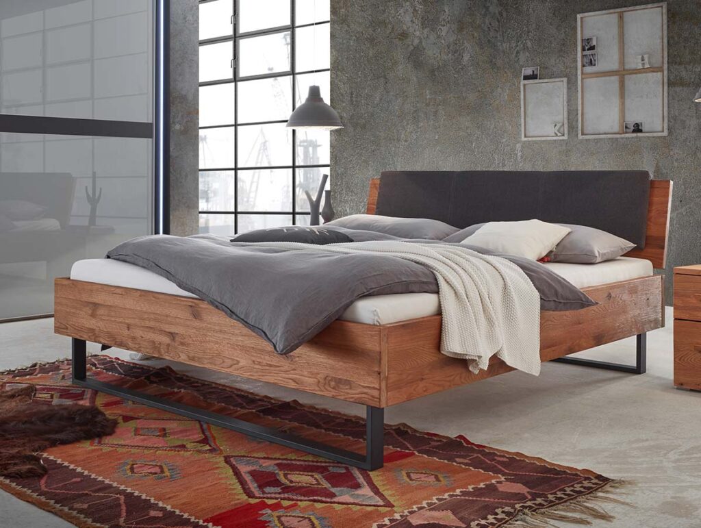Hasena Bett Oak-Wild Cadro 23 Wildeiche massiv Indus iron