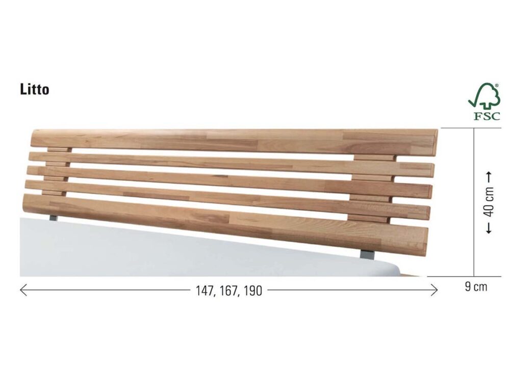 Kopfteil Hasena Bett Litto Wood-Line massivholz Masse