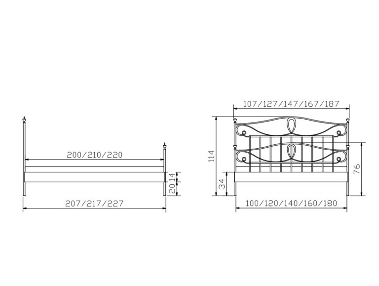 Hasena Bett Romantic Metall Lurano Masse Grösse