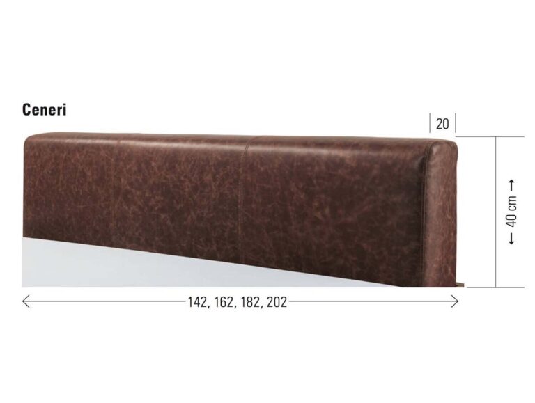 Hasena Bett Kopfteil Ceneri Masse gepolstert Kunstleder Echtleder Masse Grösse