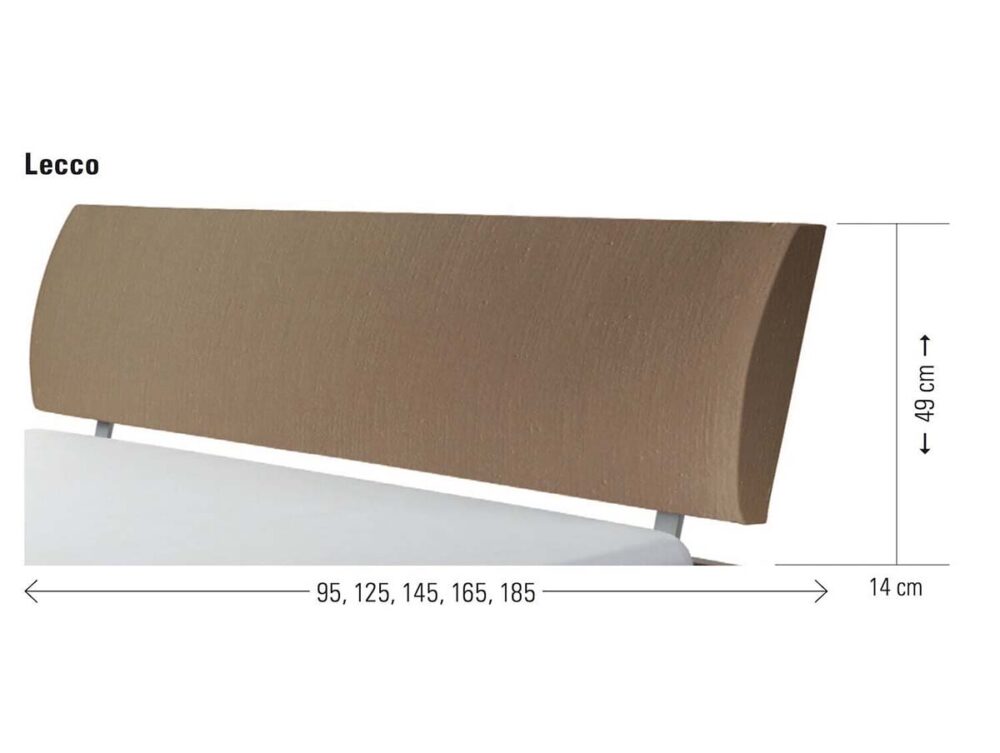 Hasena Bett Kopfteil Lecco Masse gepolstert Kunstleder Echtleder Masse Grösse
